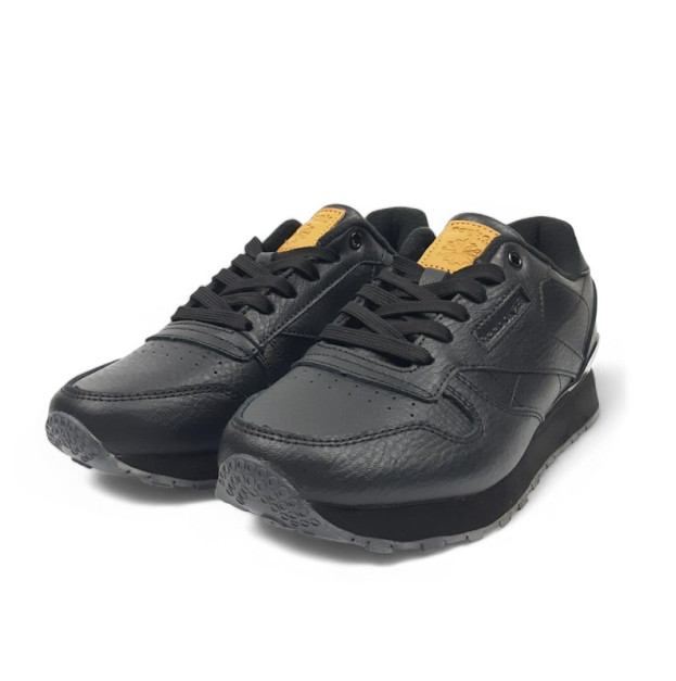 Reebok Classic Leather Black Grey З ФЛІСОМ
